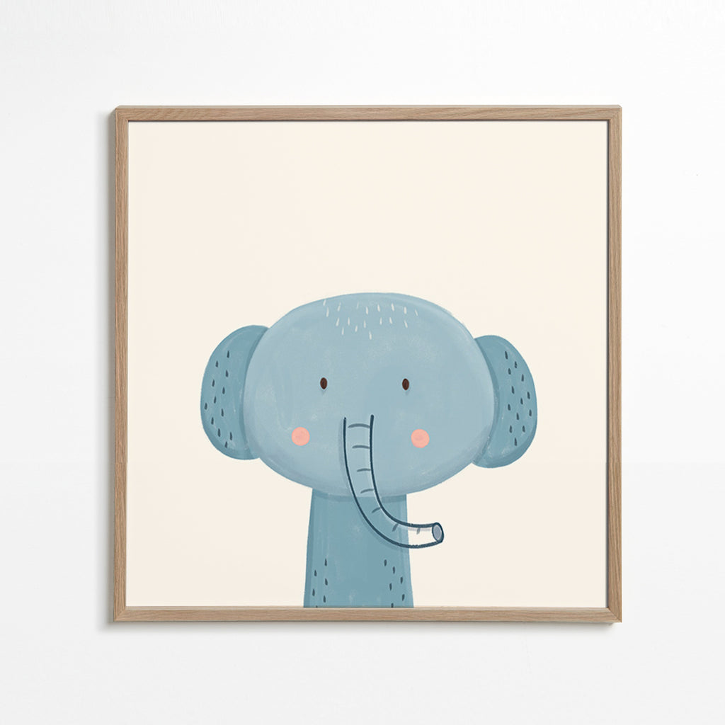 Lámina infantil elefante azul minimal – Oak Frame