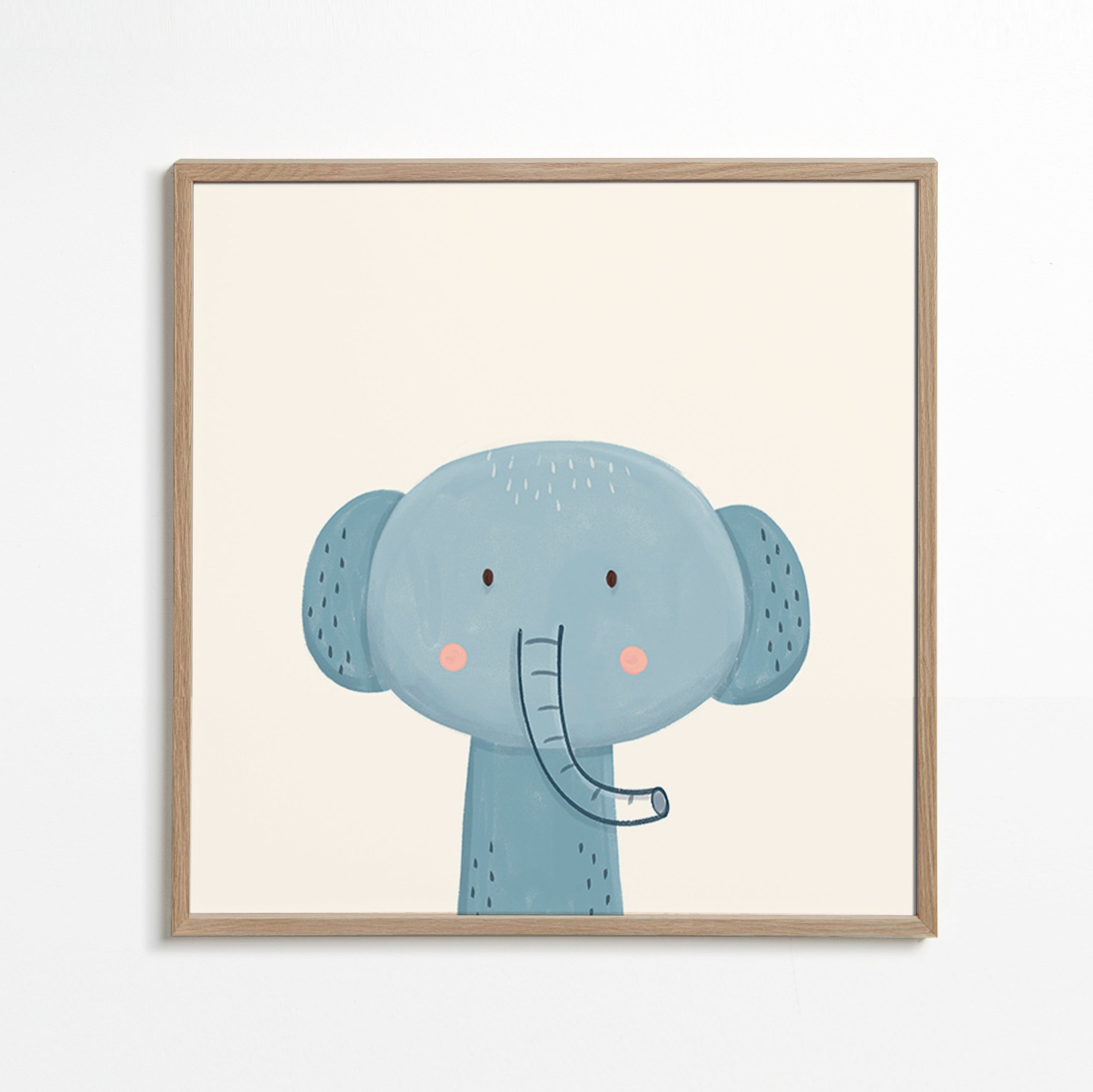Lámina infantil elefante azul minimal – Oak Frame