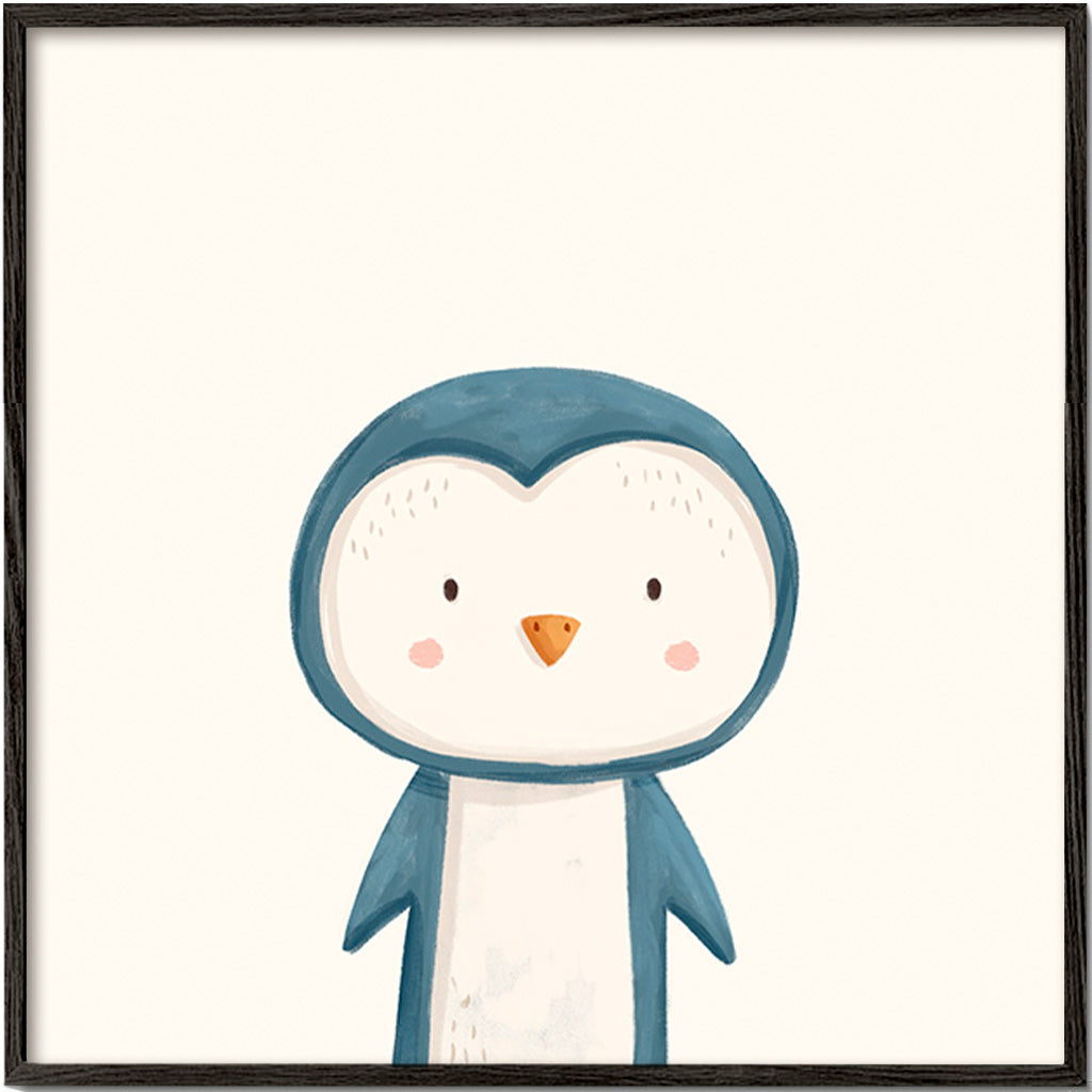 Cuadro pingüino ilustrado minimal – Black Frame