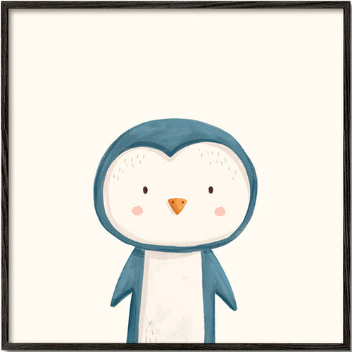 Cuadro pingüino ilustrado minimal – Black Frame