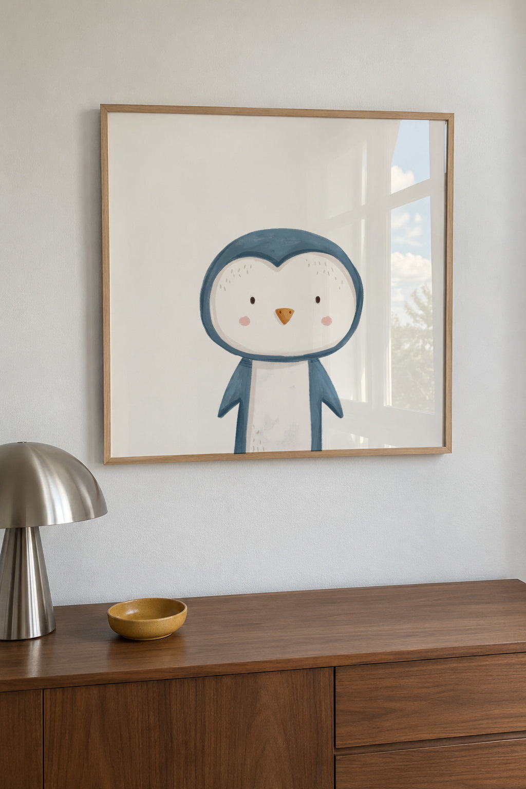 Sweet penguin - Framed poster in an interior