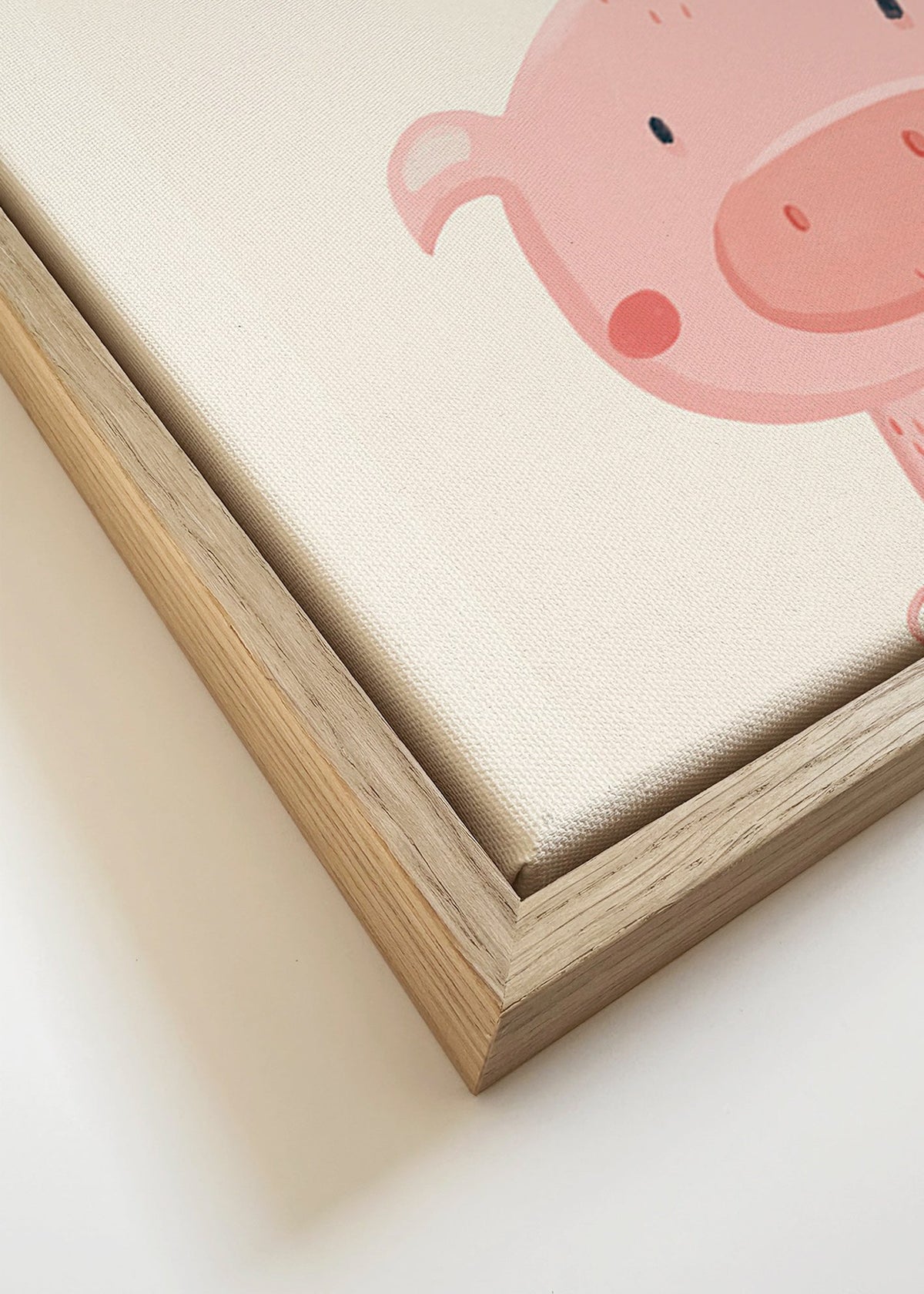 Lámina infantil con cerdito rosa simpático – Canvas detail