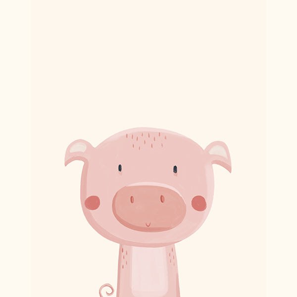 Lámina infantil con cerdito rosa simpático