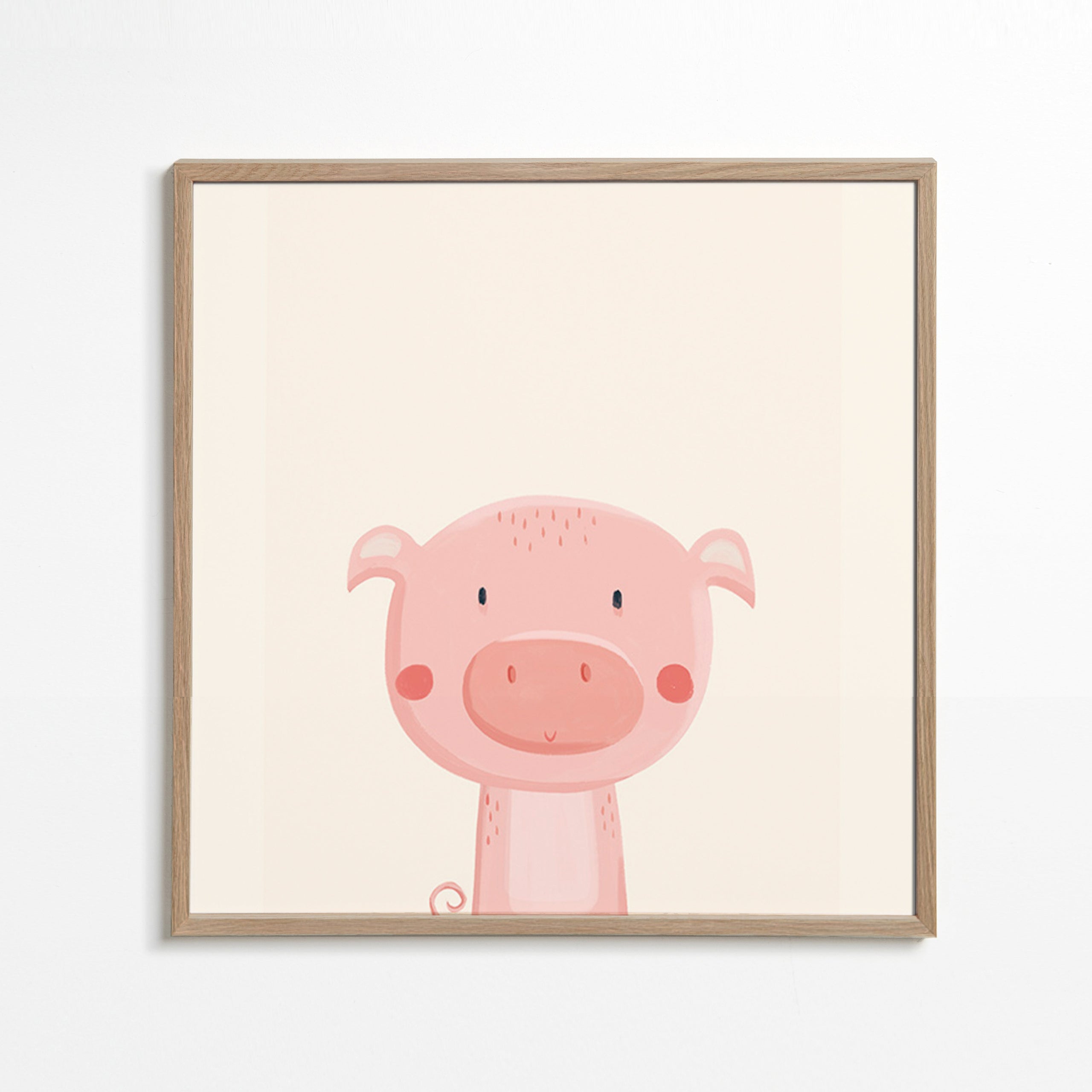Lámina infantil con cerdito rosa simpático – Oak Frame