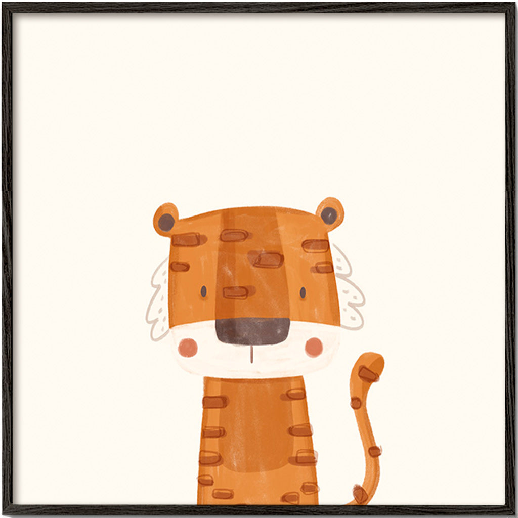 Lámina infantil tigre sonriente – Black Frame