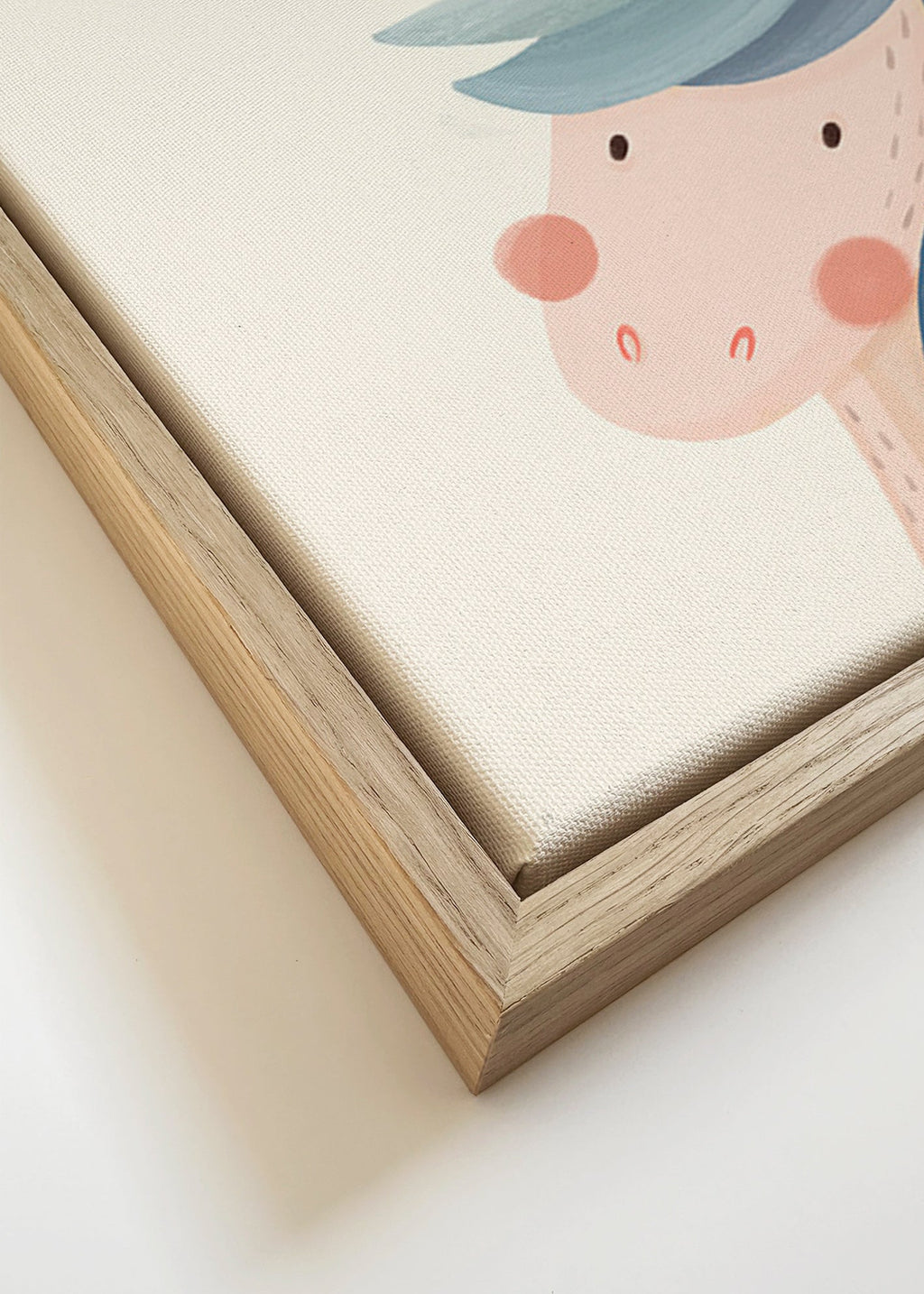 Lámina infantil unicornio azul simpático – Canvas detail