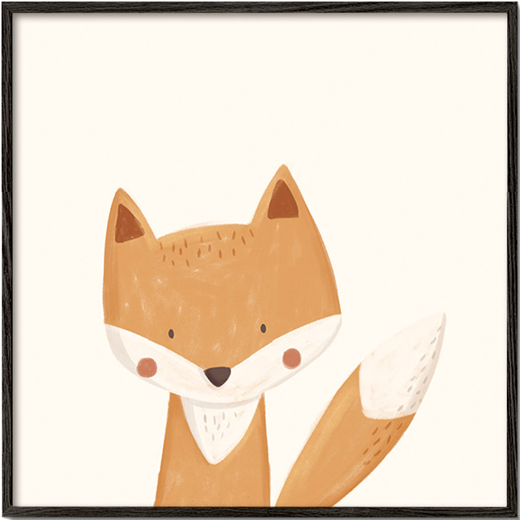 Cuadro zorro ilustrado adorable – Black Frame