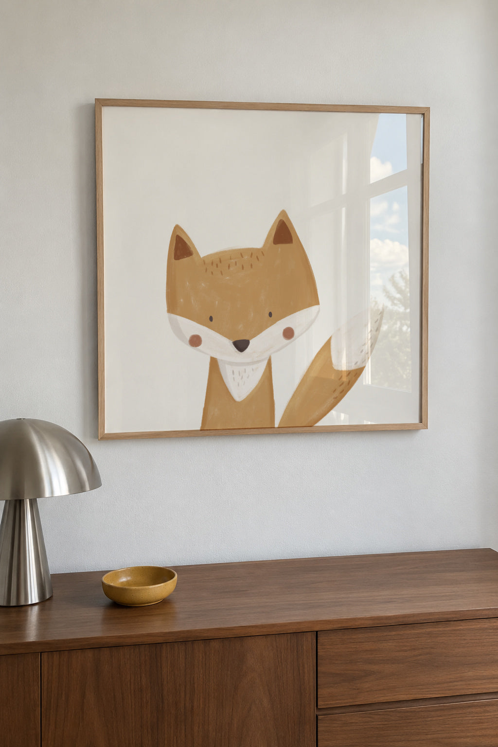 Sweet fox - Framed poster in an interior