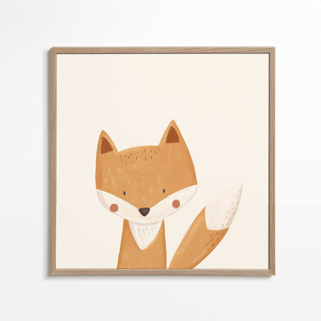 Cuadro zorro ilustrado adorable – Oak Frame
