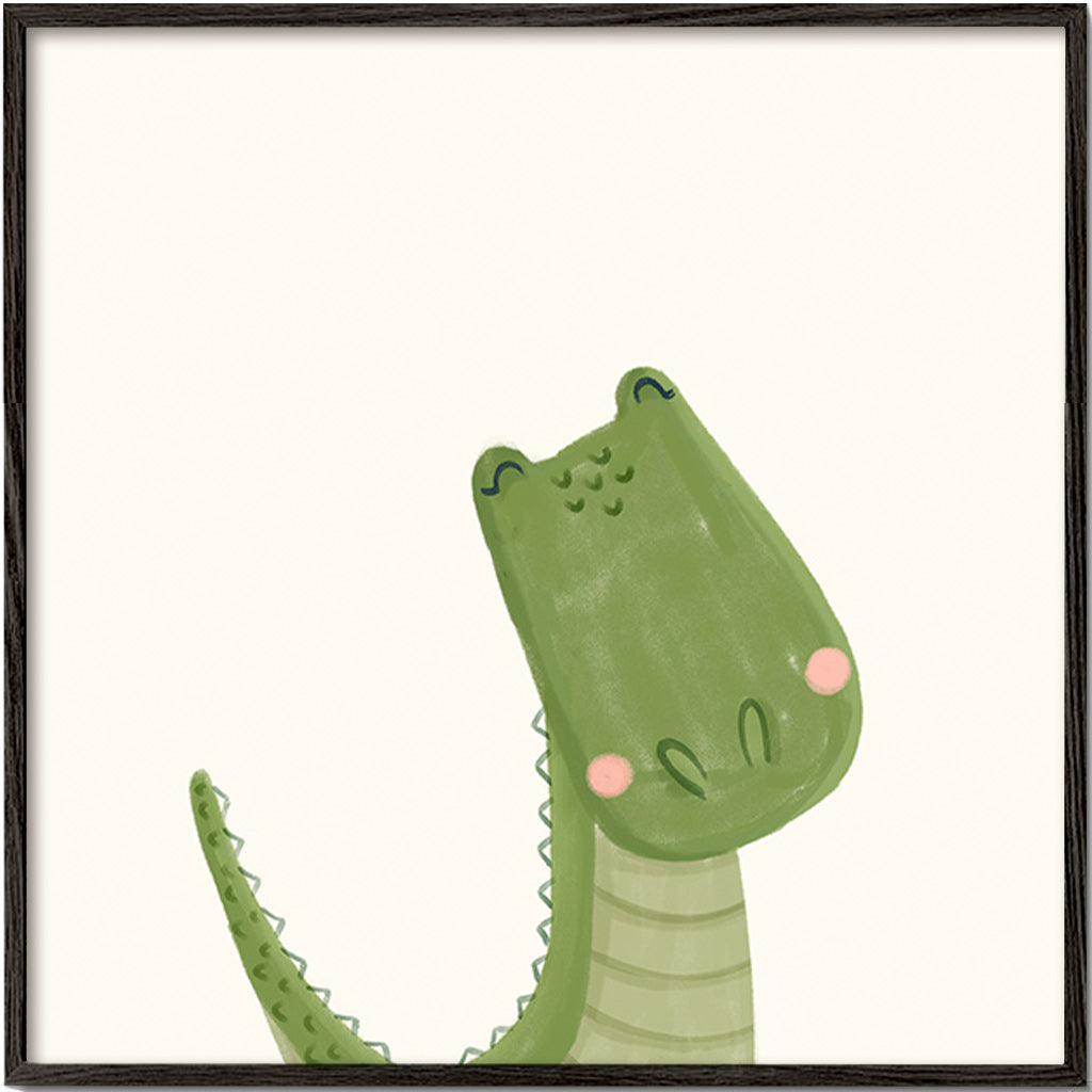 Lámina infantil cocodrilo sonriente – Black Frame