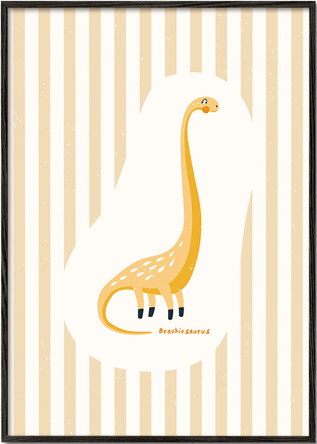 Lámina infantil Brachiosaurus amarillo – Black Frame