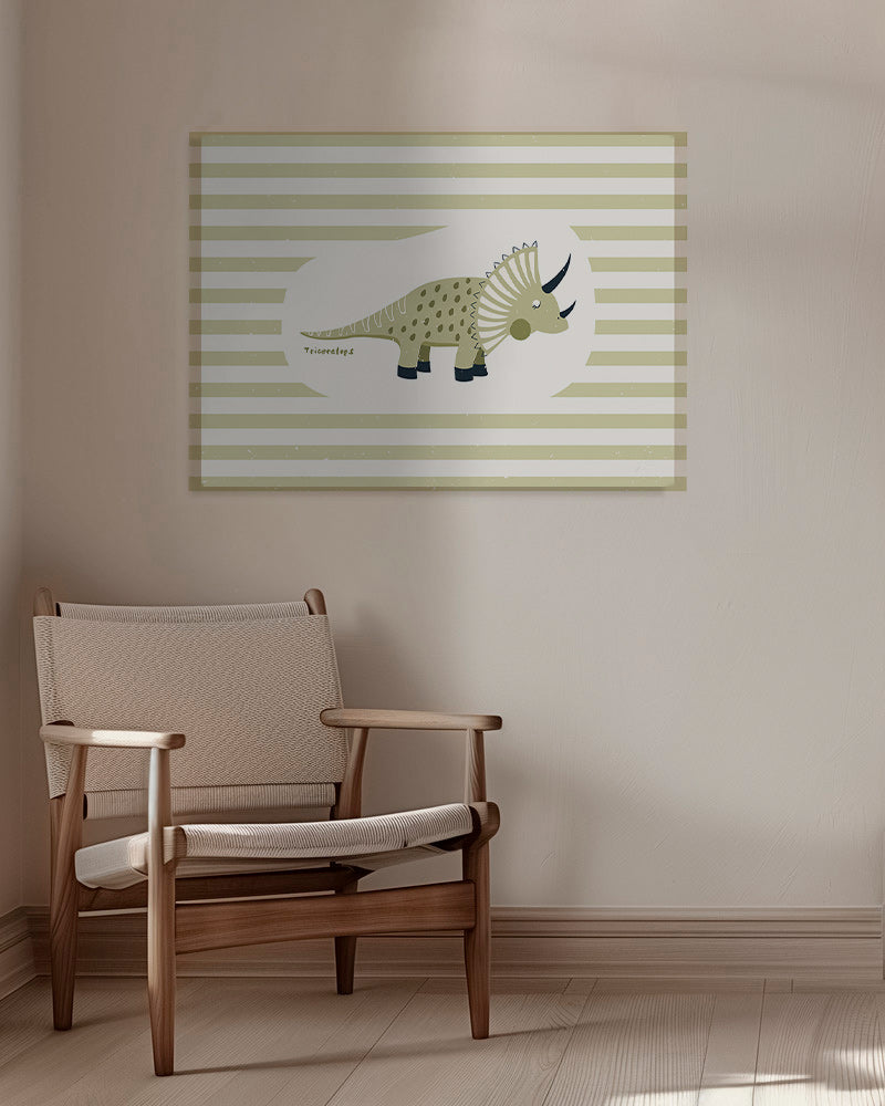 Lámina infantil Triceratops verde – Canvas