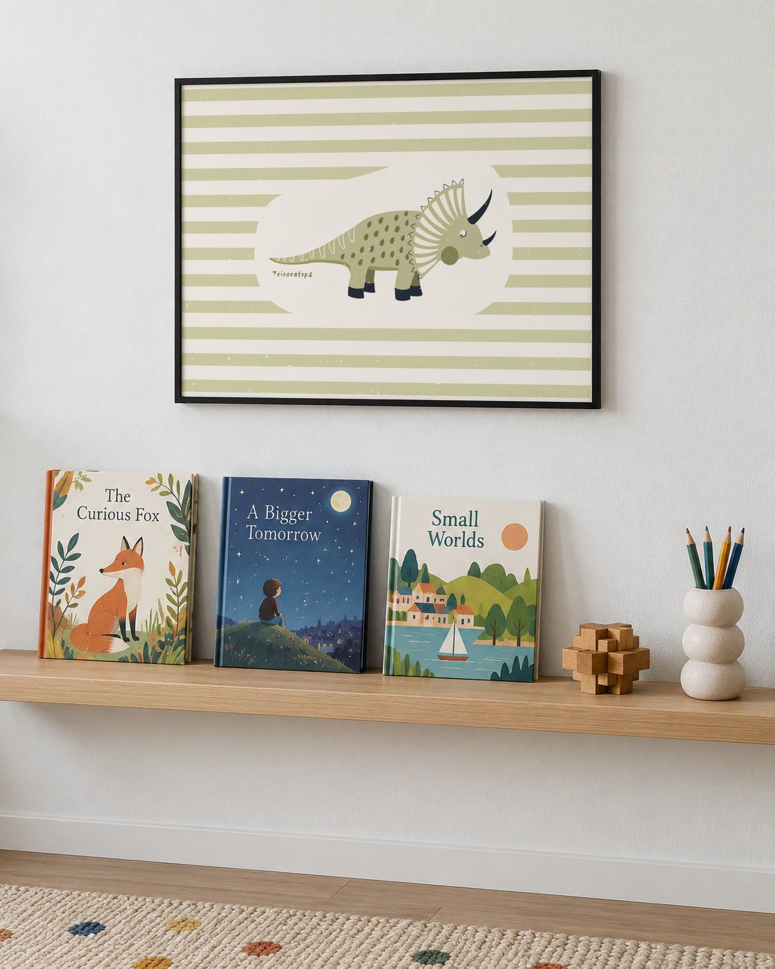 Dino Triceratops - Framed poster in an interior