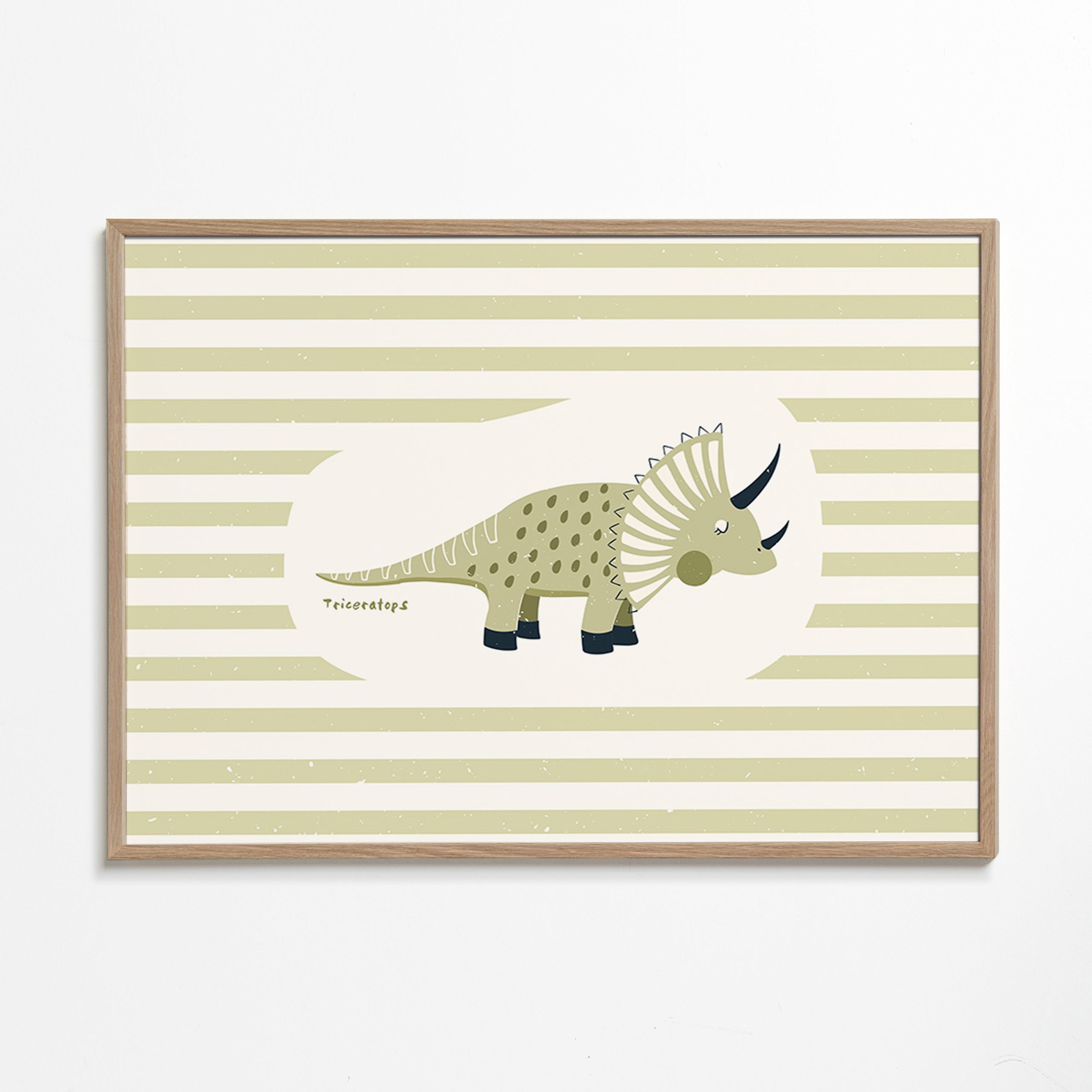 Lámina infantil Triceratops verde – Oak Frame