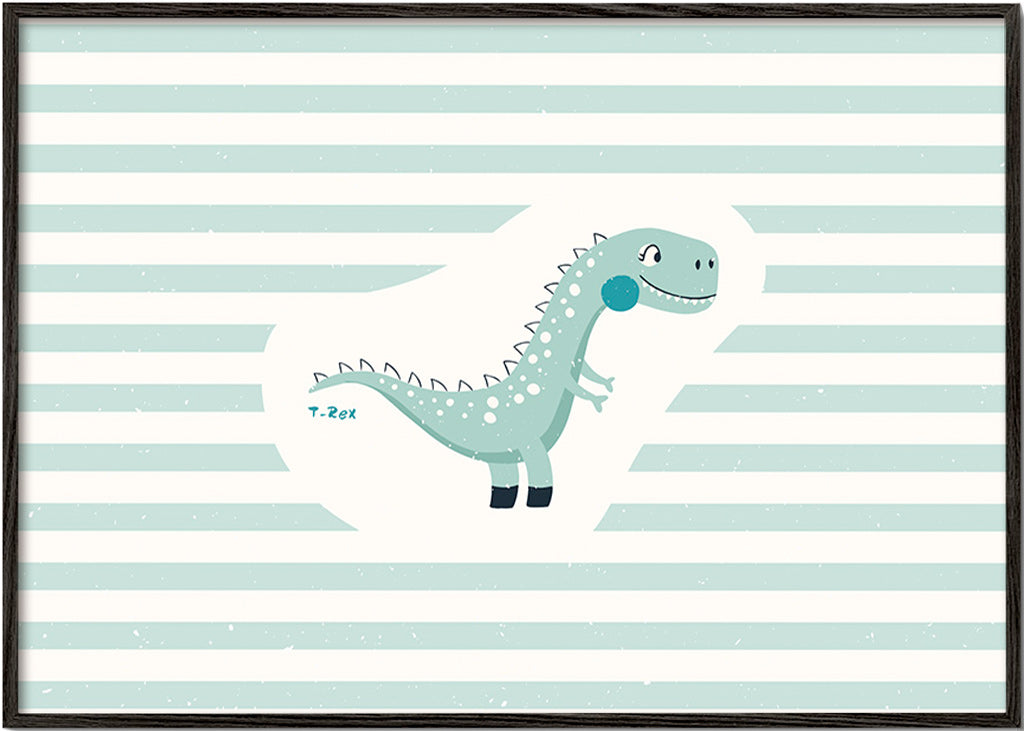 Lámina infantil T-Rex divertida – Black Frame
