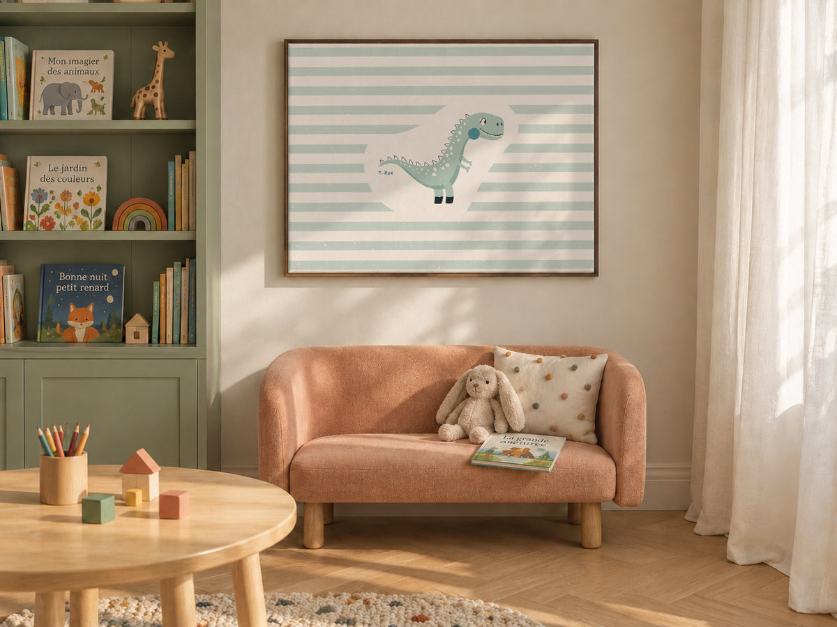 Dino T-Rex - Framed canvas in an interior