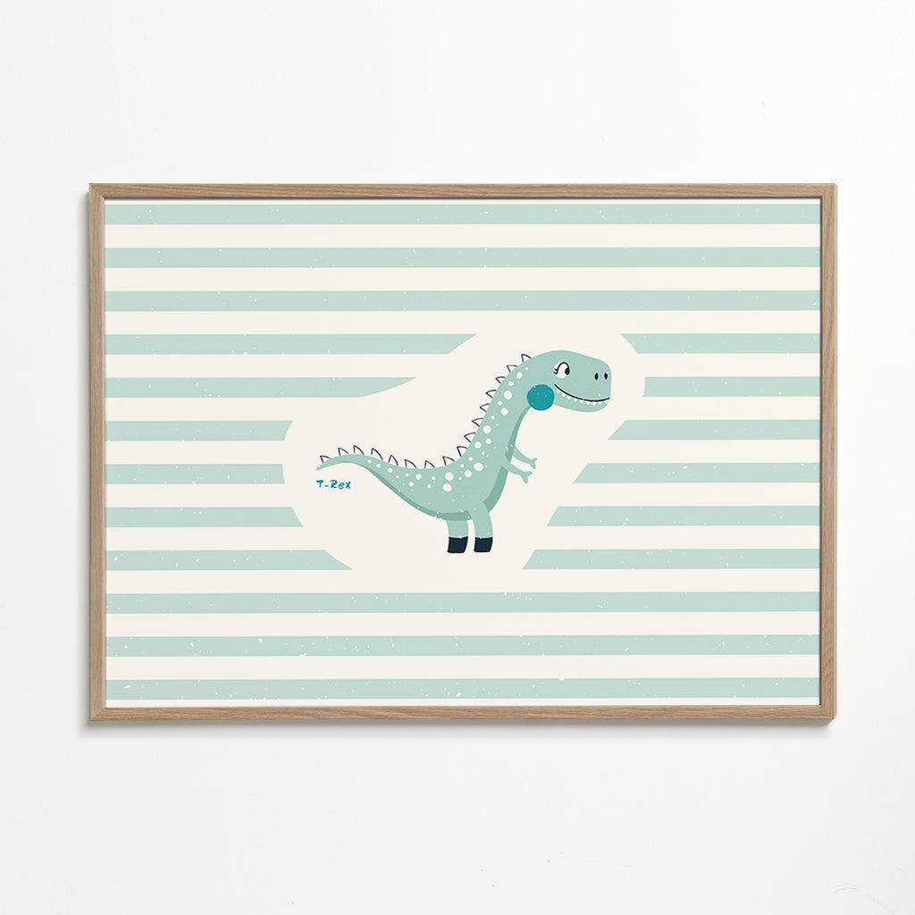 Lámina infantil T-Rex divertida – Oak Frame