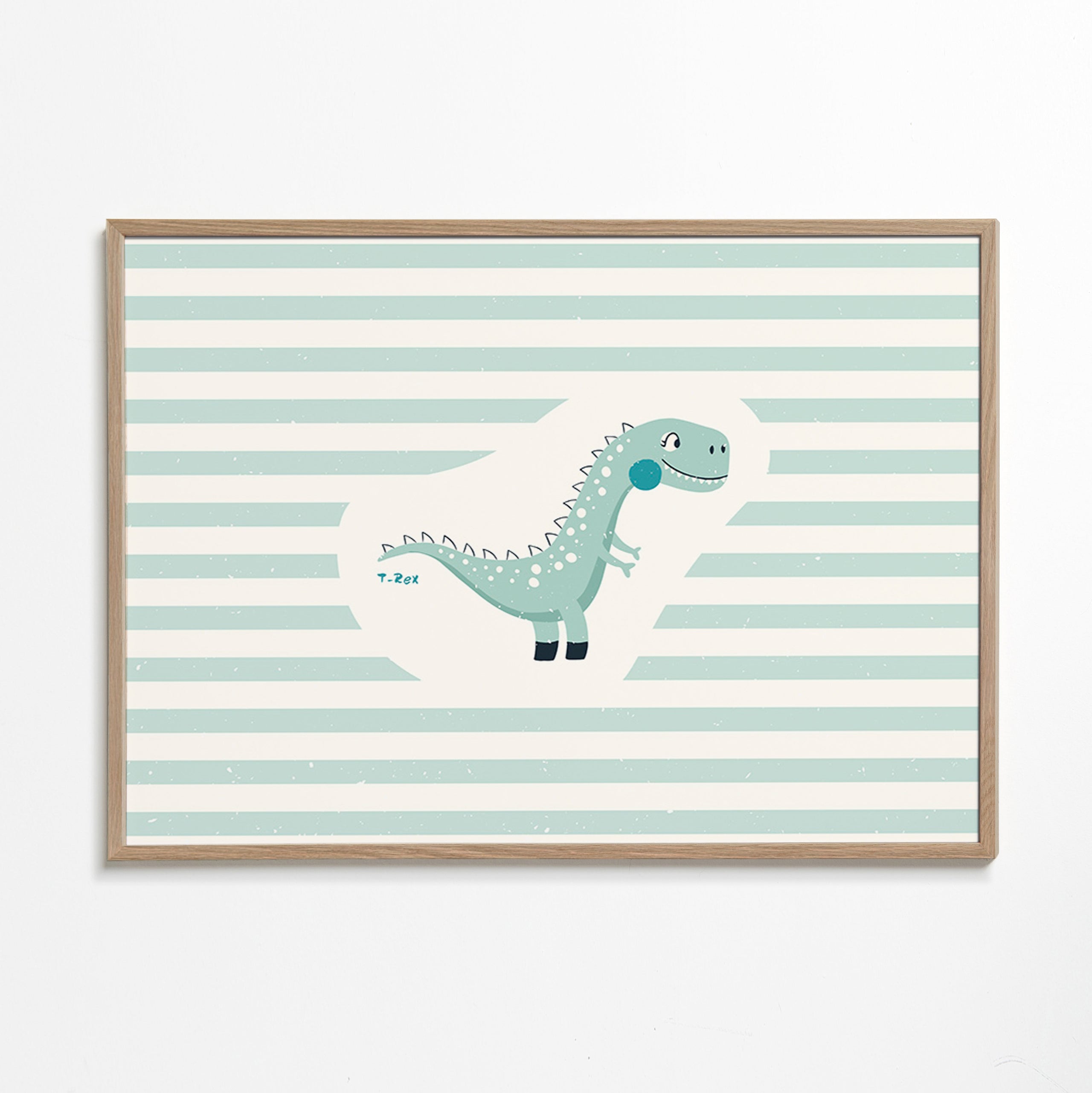 Lámina infantil T-Rex divertida – Oak Frame