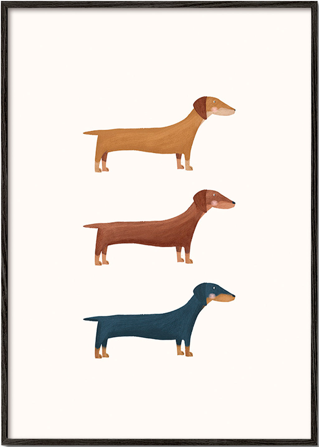 Cuadro de perros salchicha minimalista – Black Frame