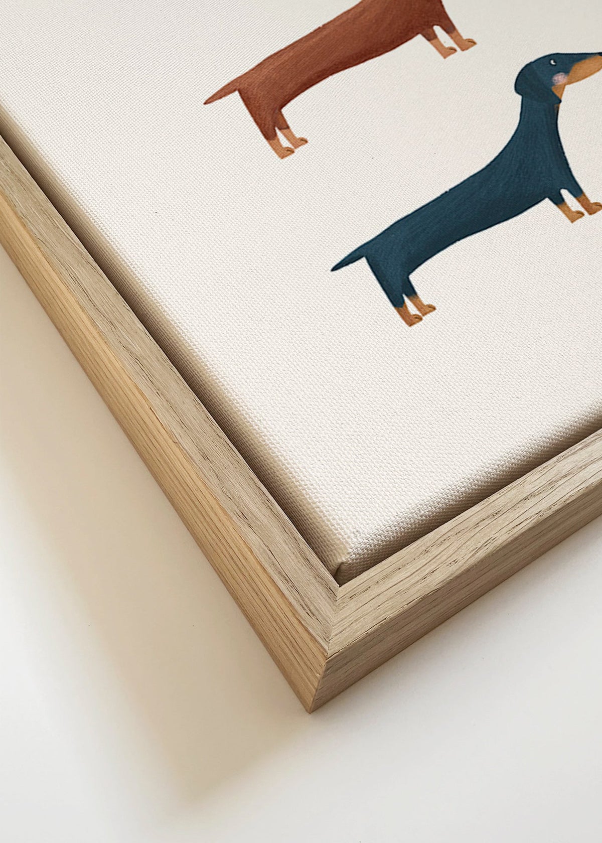 Cuadro de perros salchicha minimalista – Canvas detail