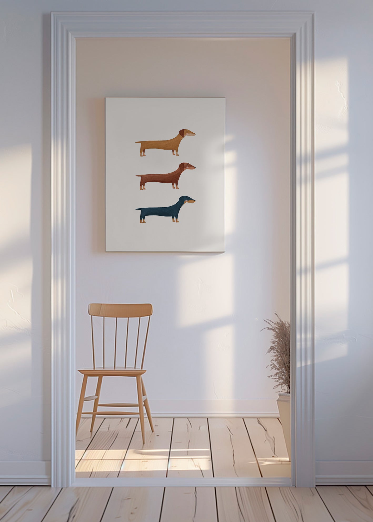 Cuadro de perros salchicha minimalista – Canvas