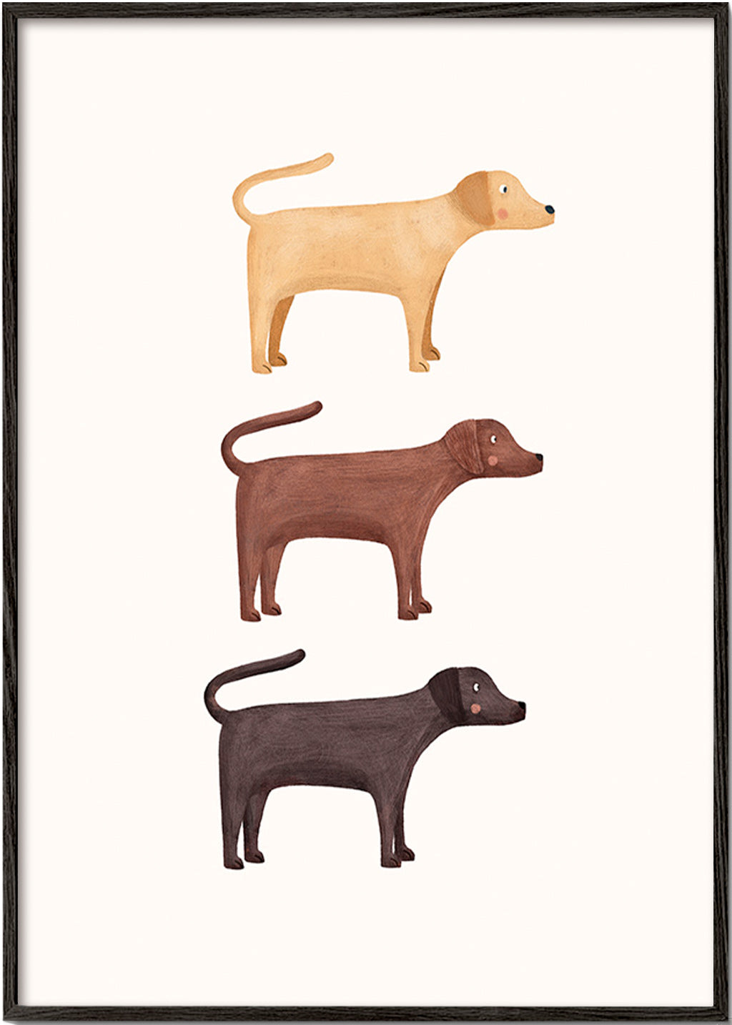 Cuadro tres labradores minimalistas – Black Frame