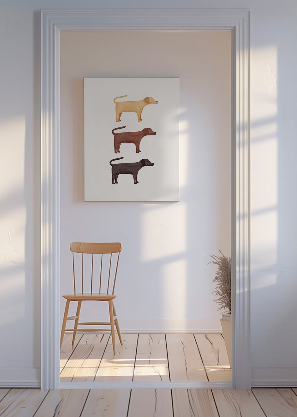 Cuadro tres labradores minimalistas – Canvas
