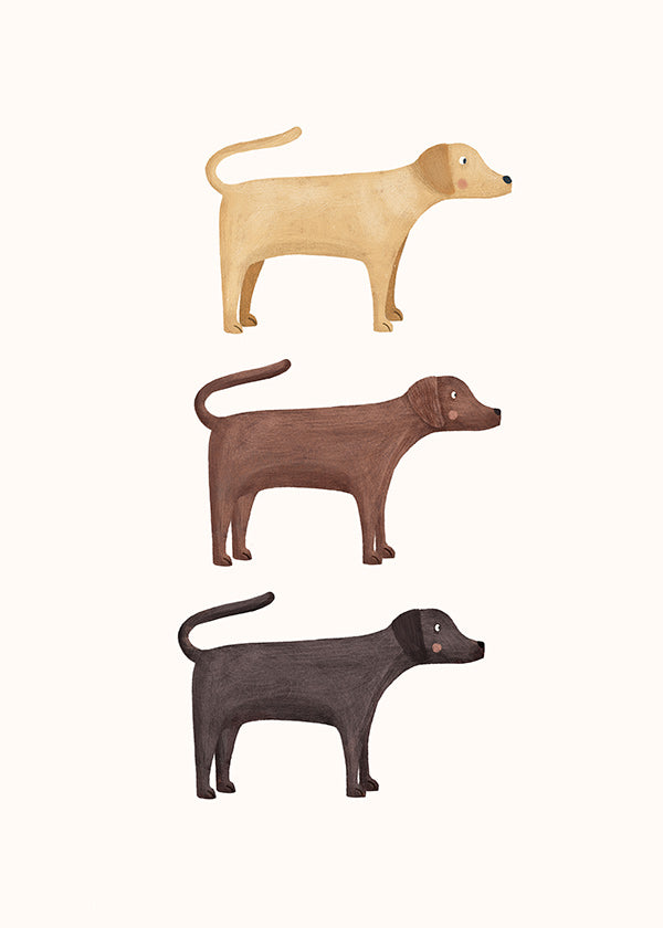 Cuadro tres labradores minimalistas