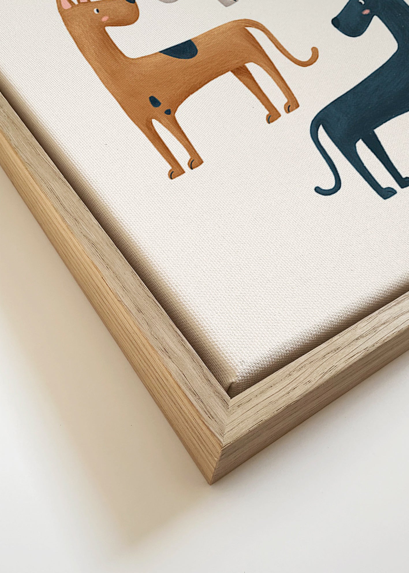 Cuadro con tres perros ilustrados – Canvas detail