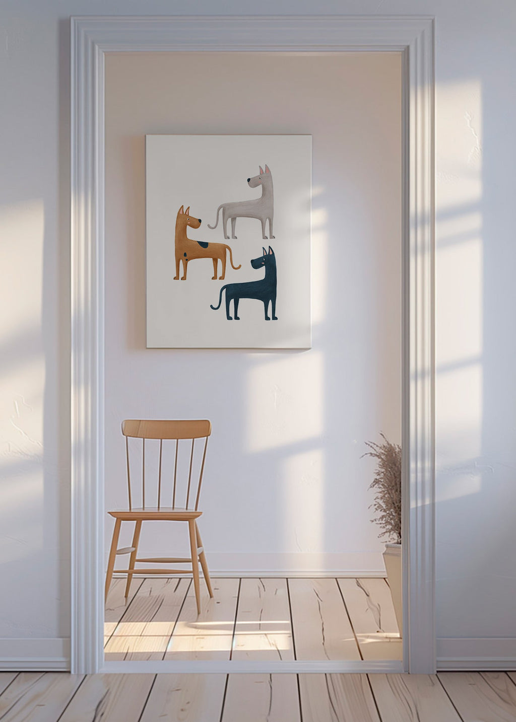 Cuadro con tres perros ilustrados – Canvas