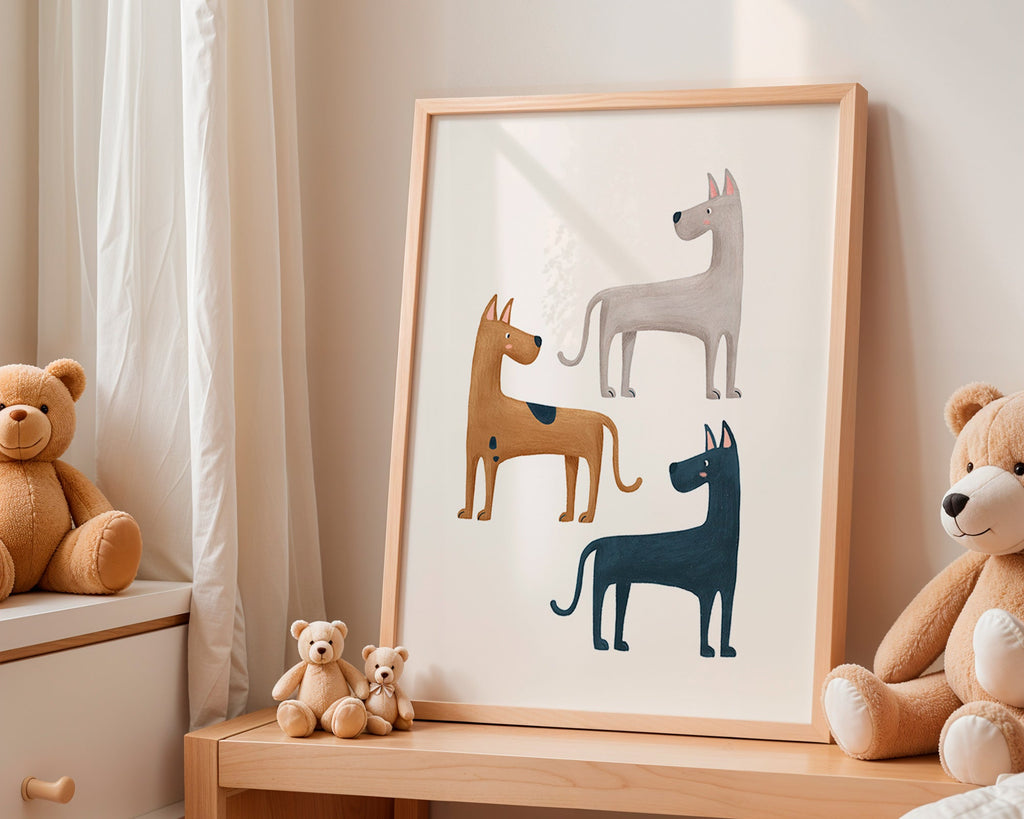 Cuadro con tres perros ilustrados – Product1