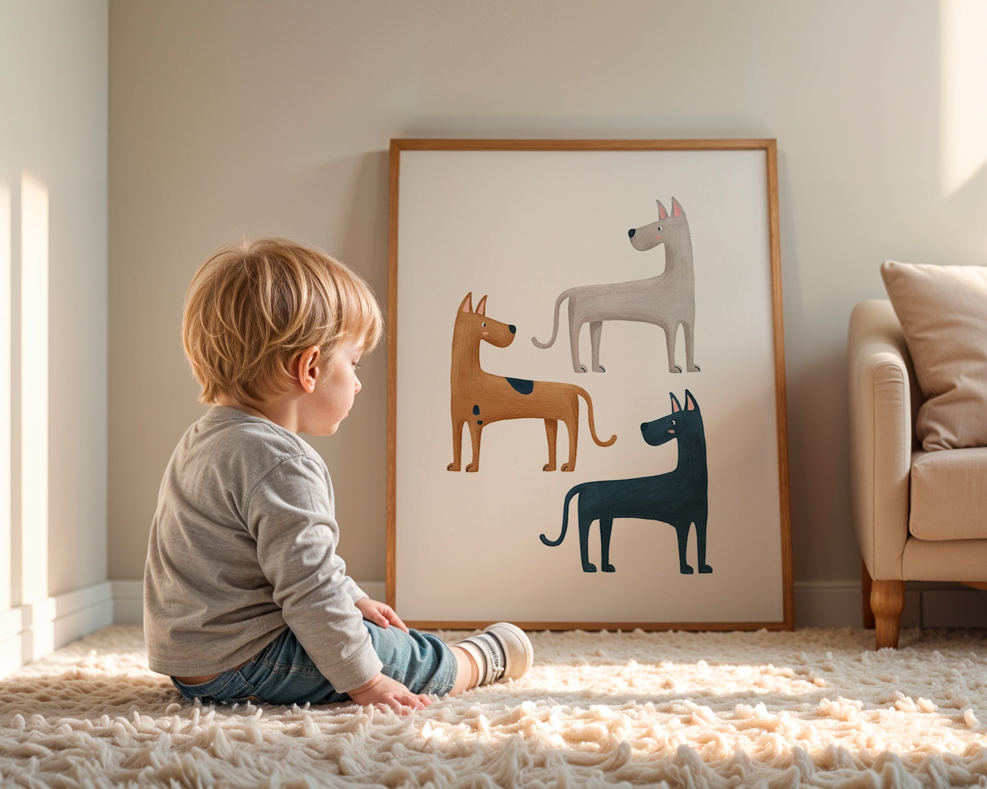 Cuadro con tres perros ilustrados – Product3
