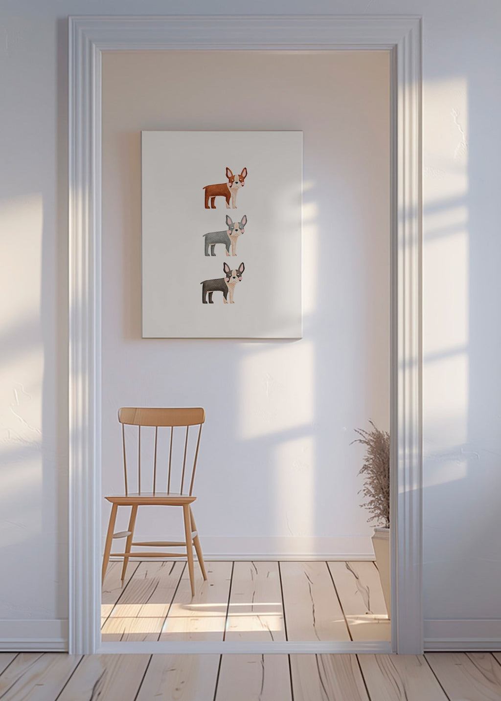 Cuadro Boston Terrier en fila vertical – Canvas