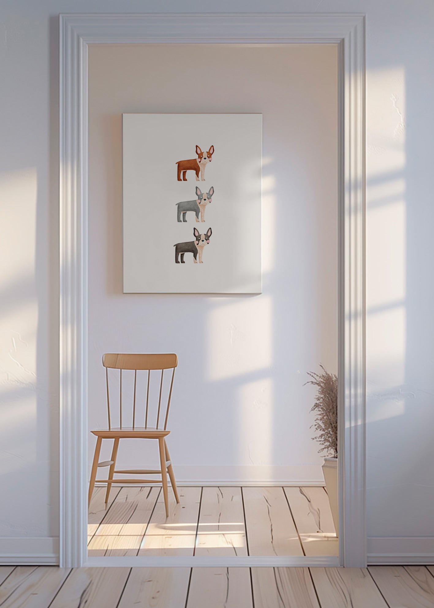 Cuadro Boston Terrier en fila vertical – Canvas