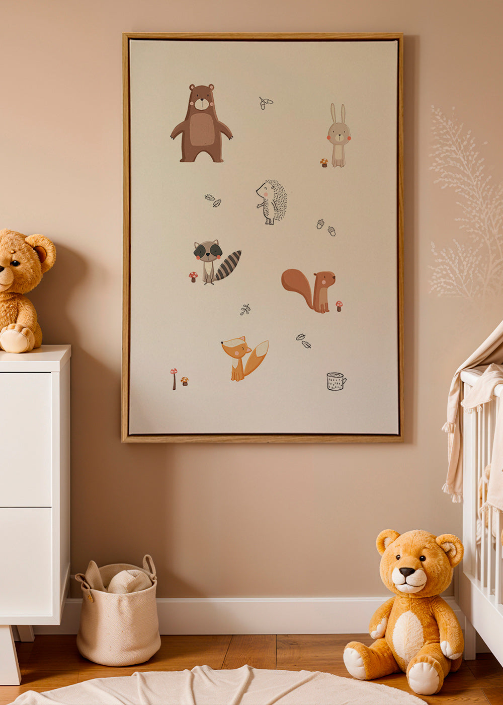 Lámina infantil con animales del bosque en tonos pastel – Canvas2