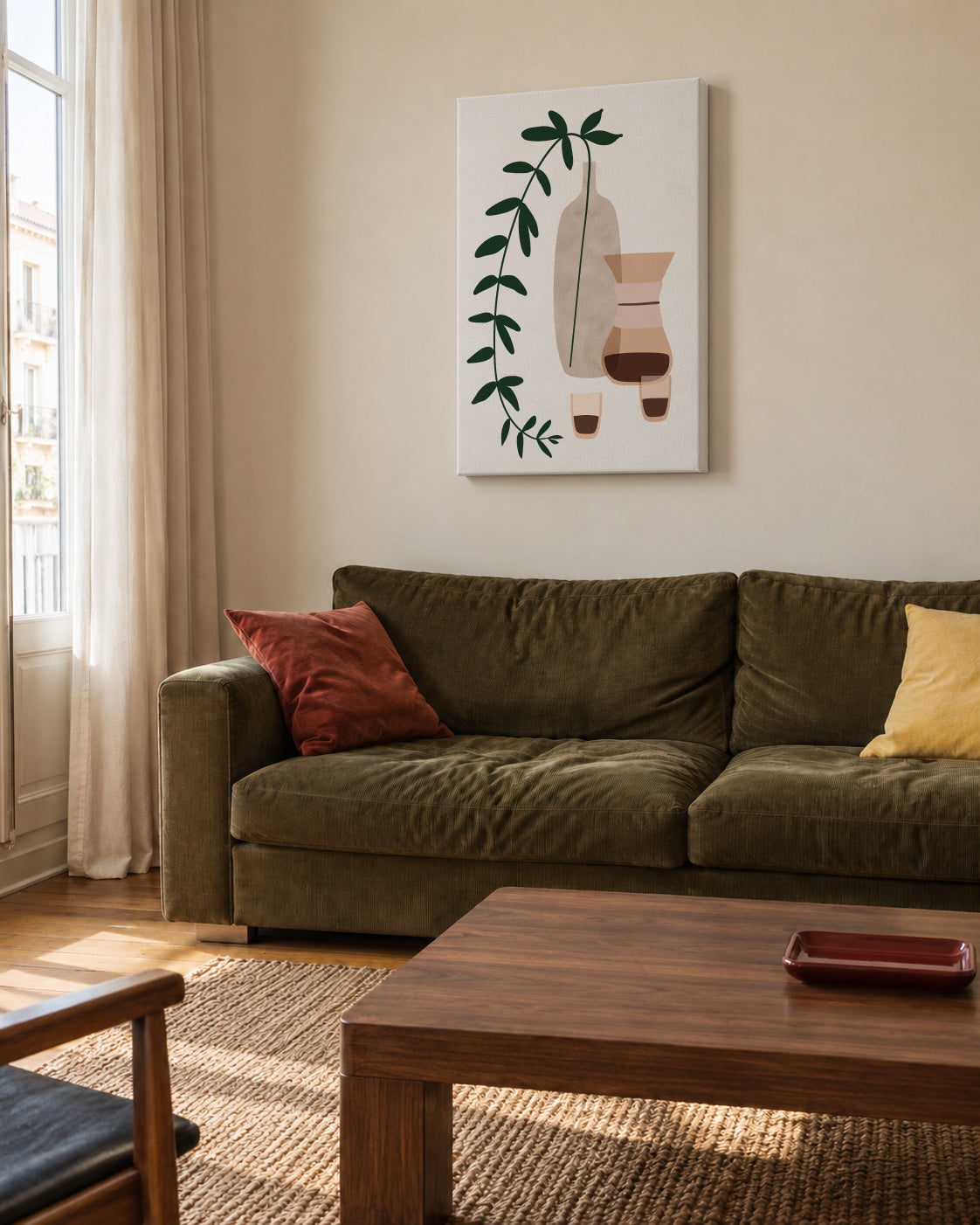 Boho coffee for two - Unframed canvas in an interior