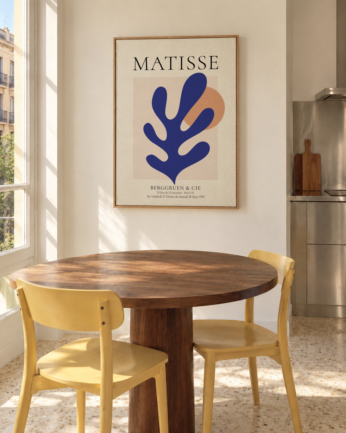 Henri Matisse papiers découpés I - Framed canvas in an interior