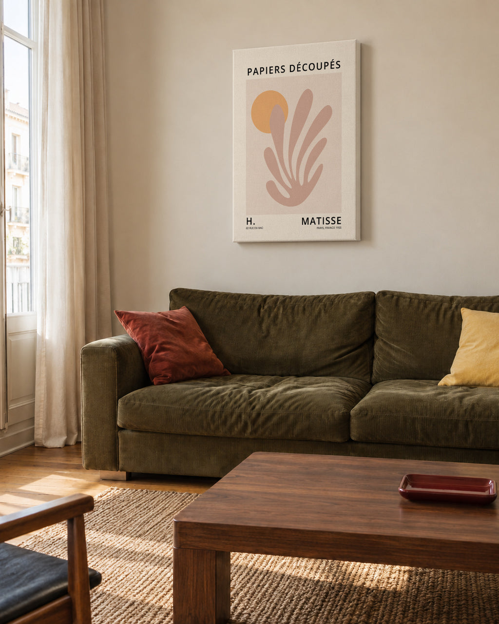 Henri Matisse papiers découpés XI - Unframed canvas in an interior