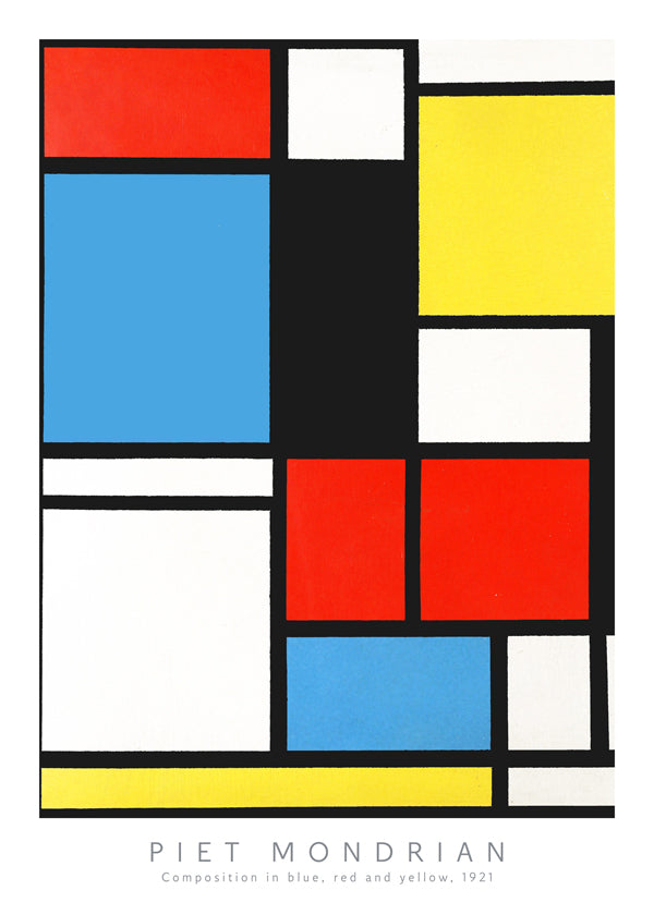 Complete Mondrian　Piet Mondrian Cuadro geométrico Mondrian en colores primarios | Cuadros modernos