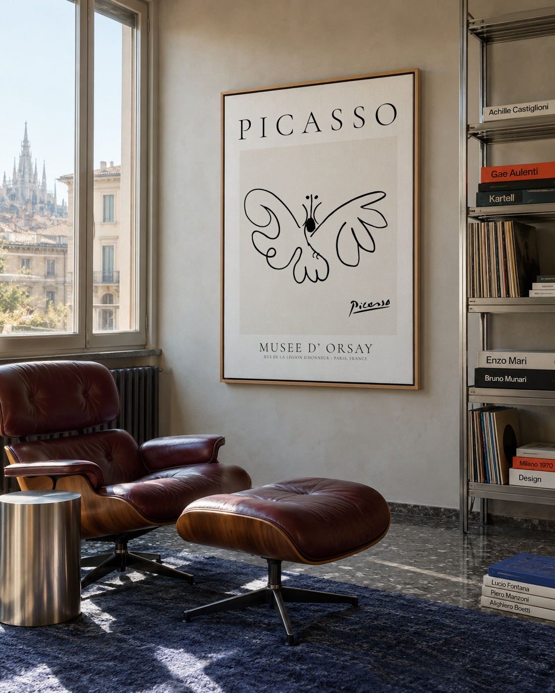Pablo Picasso Animals Drawing butterfly - Framed canvas in an interior