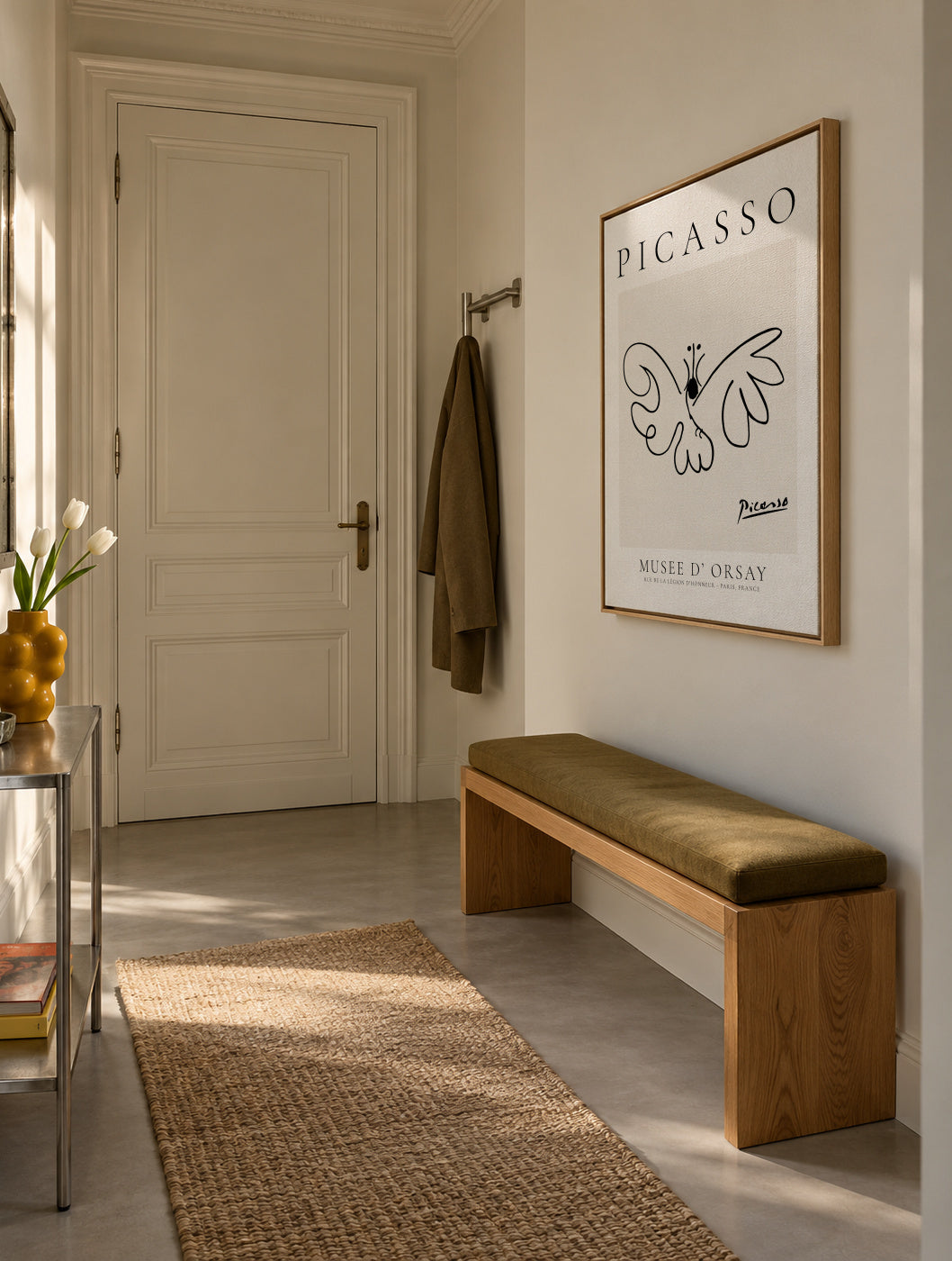 Pablo Picasso Animals Drawing butterfly - Framed canvas in an interior