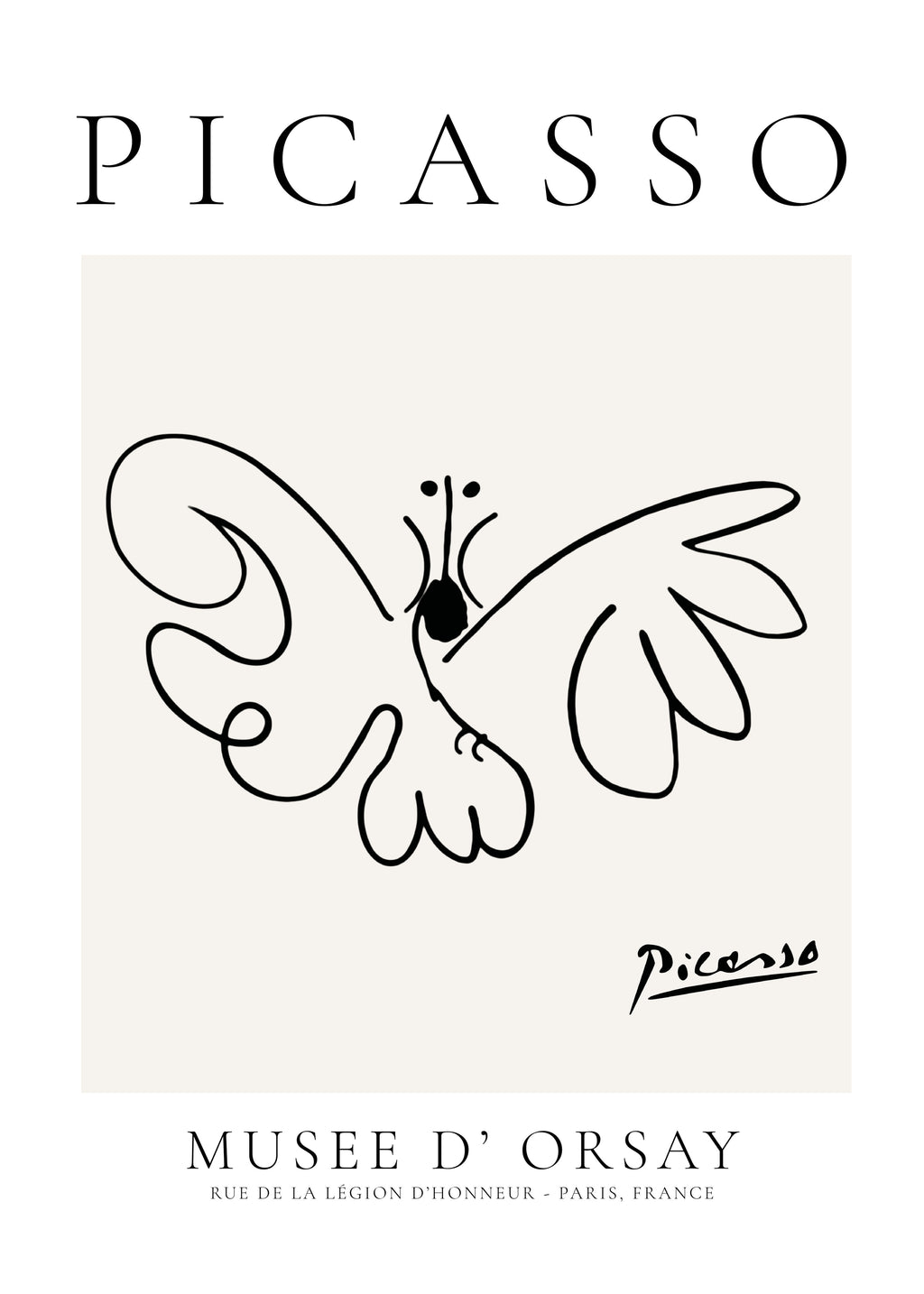 Pablo Picasso Animals Drawing butterfly - Unframed art print