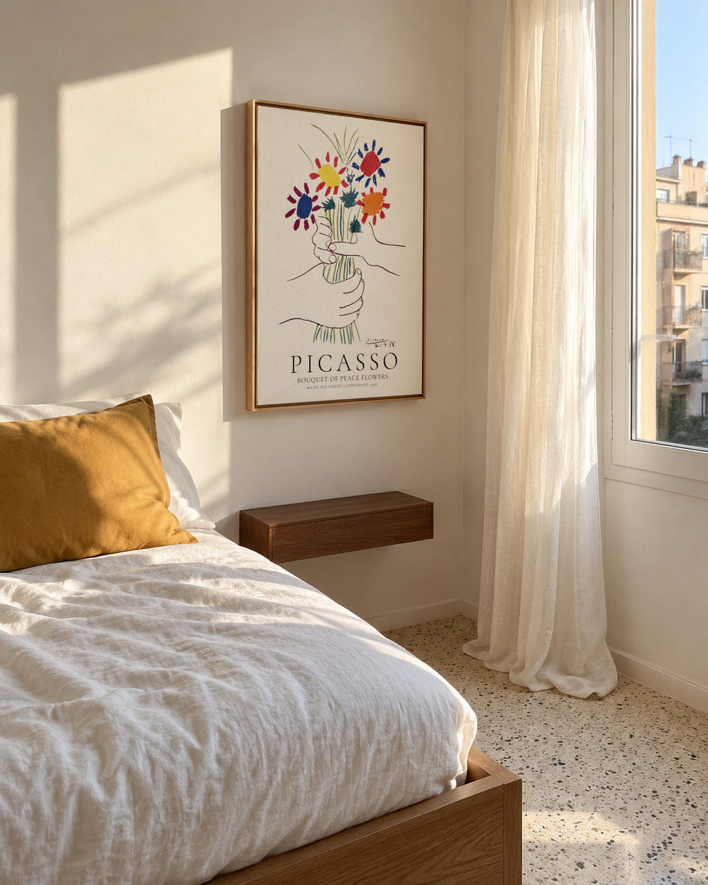 Pablo Picasso Bouquet Of Peace - Framed canvas in an interior