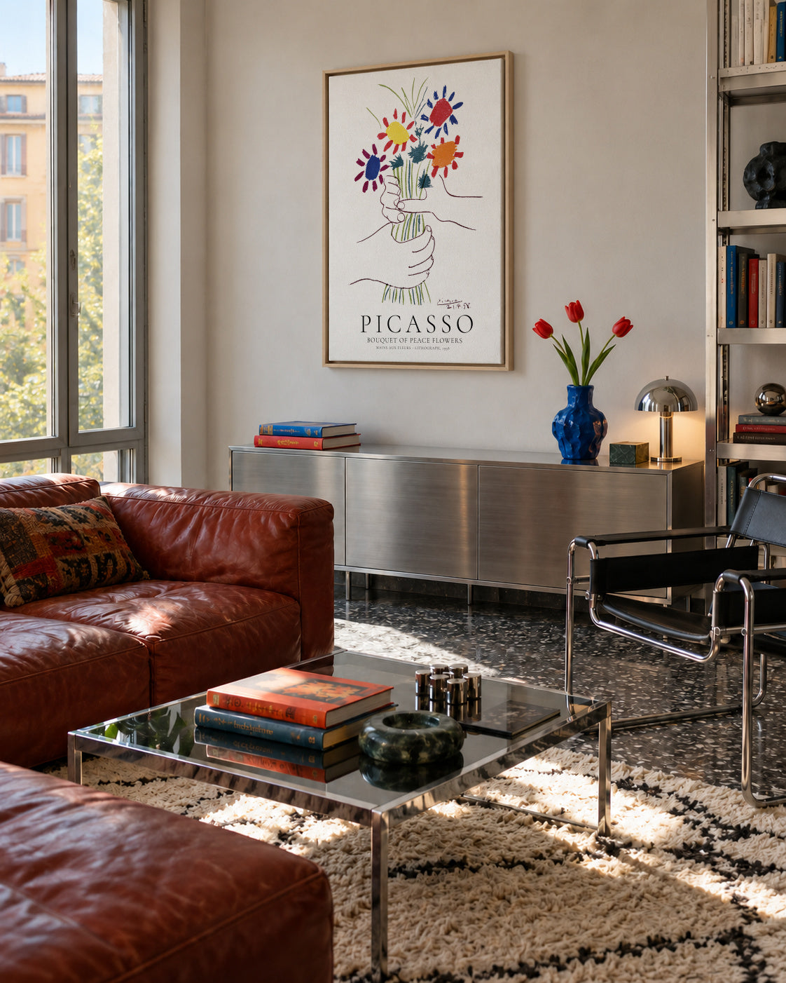 Pablo Picasso Bouquet Of Peace - Framed canvas in an interior