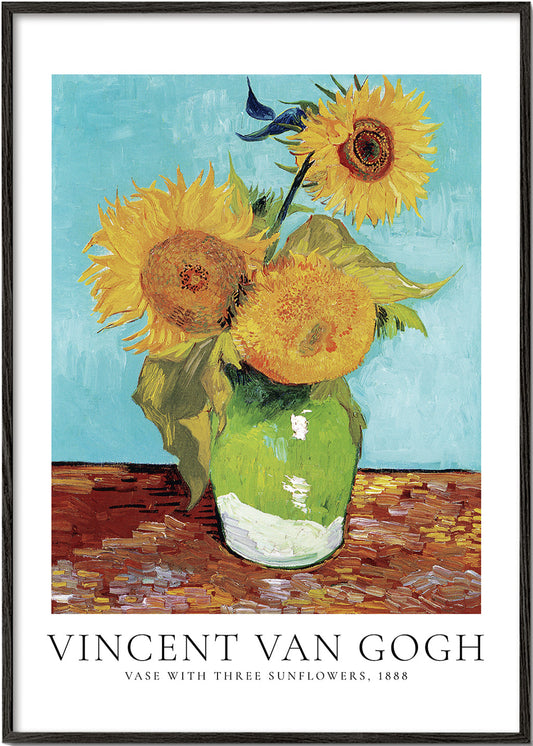 Vincent Van Gogh vase with three sunflowers