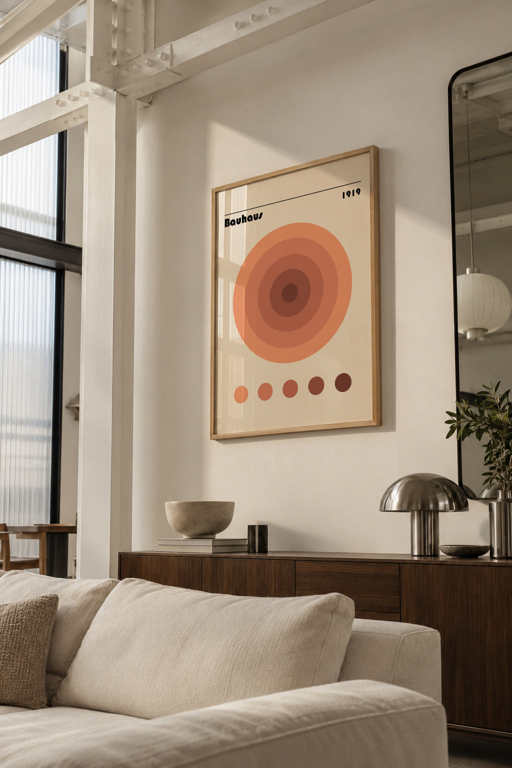 Bauhaus circles - Framed poster in an interior