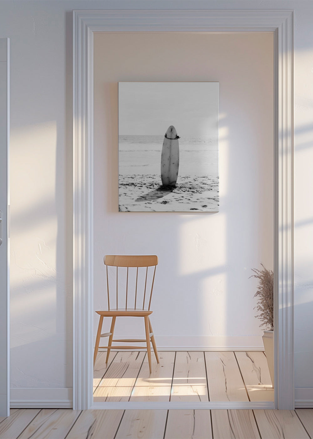 Beach Vintage Surfing board Black & White