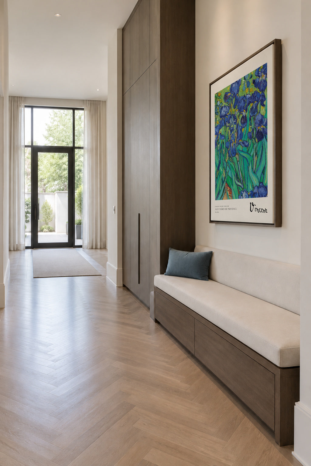 Irises by Vincent van Gogh - Framed canvas in an interior
