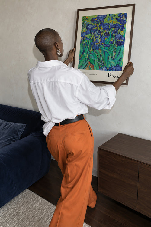 Irises by Vincent van Gogh - Framed poster in an interior