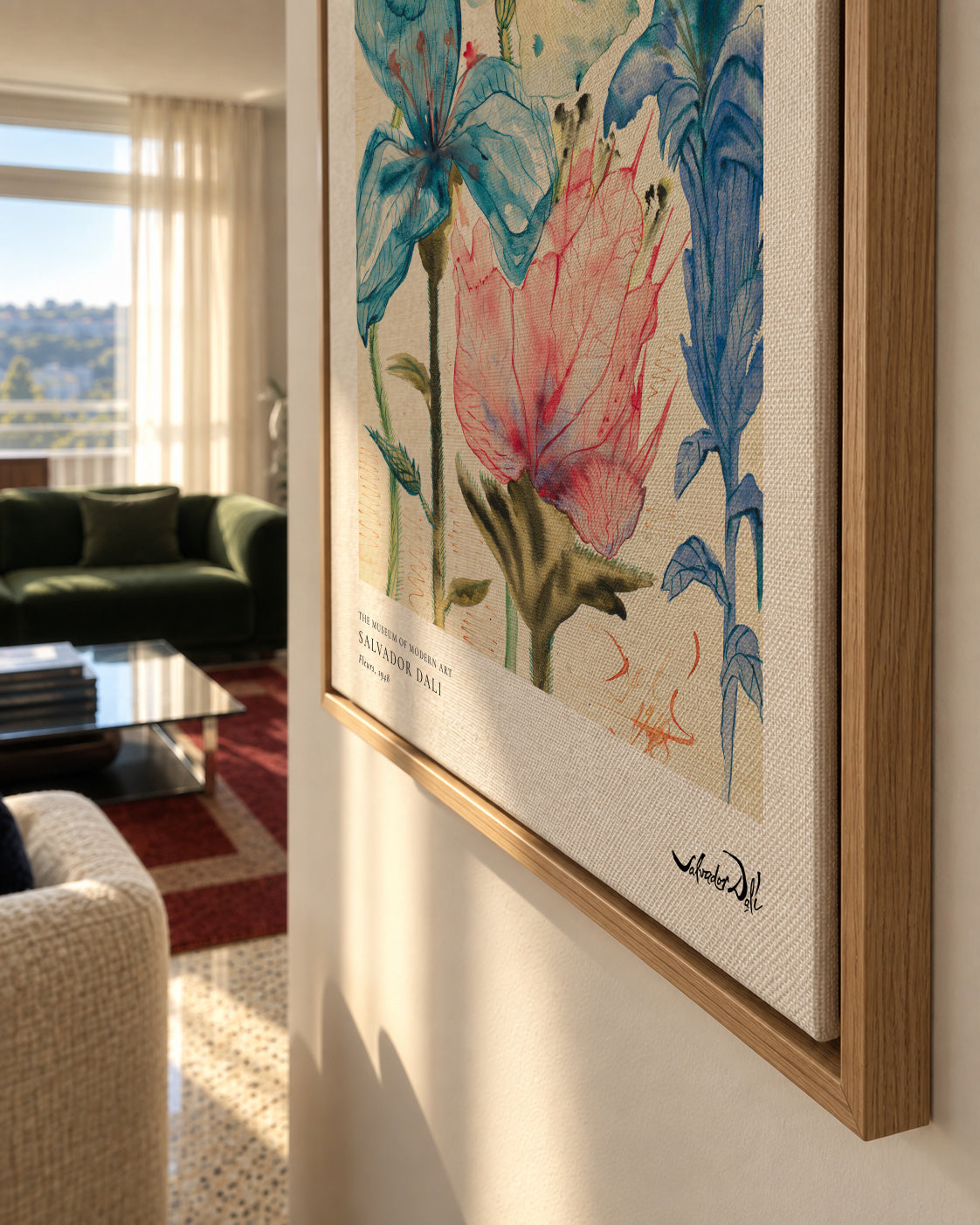 Salvador Dali fleurs I - Framed canvas detail